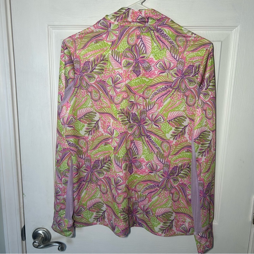 Stella Parker Women's Floral Print Golf 1/4 Zip Pullover Medium mesh sleeves - Picture 9 of 11